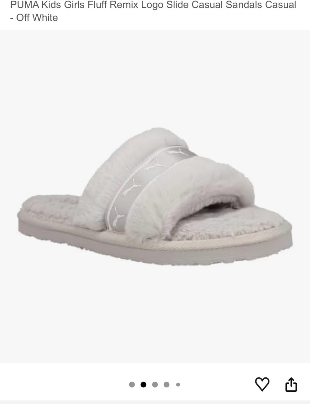 Puma Plush Furry Slide Sandals in Light Gray